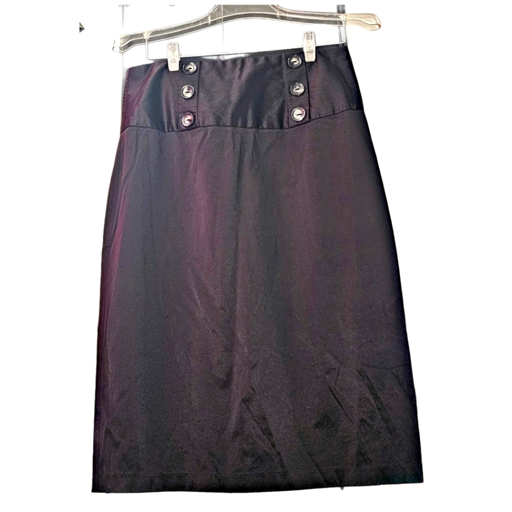 Byer California Satiny Black Pencil Skirt
